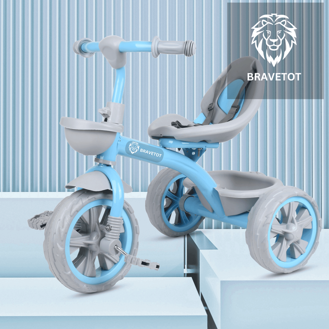     			BRAVETOT Baby tricycle with 3 EVA wheels blue color for kids