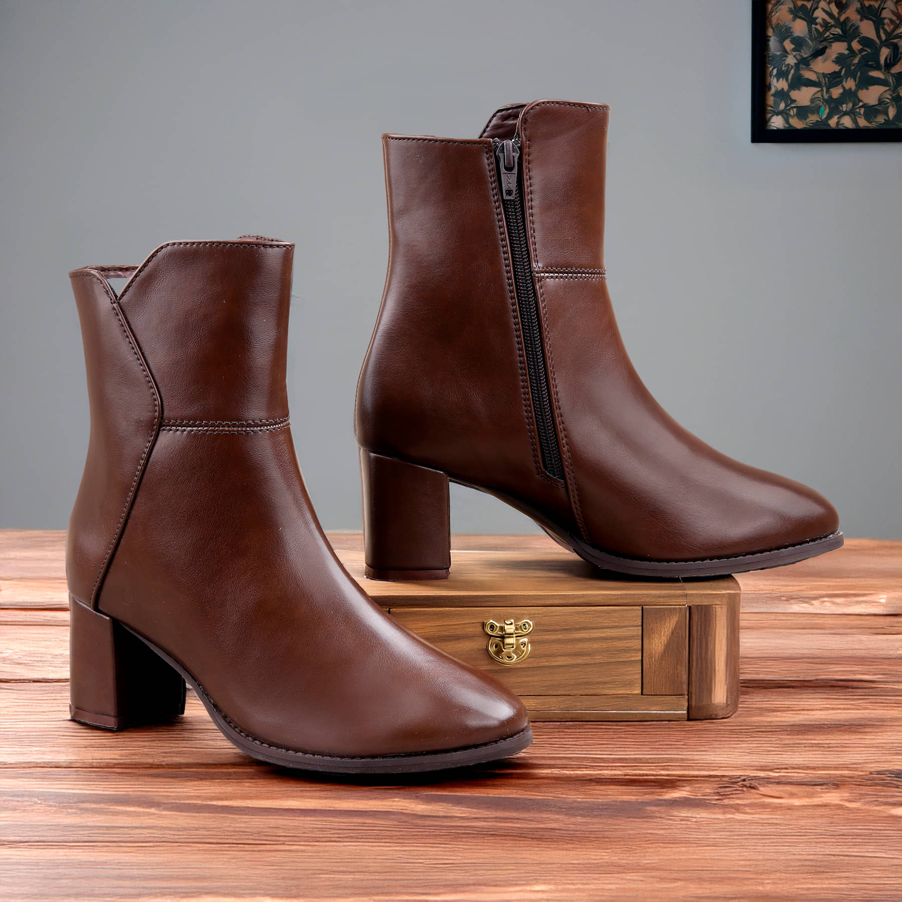     			BXXY Brown Women's Ankle Length Boots