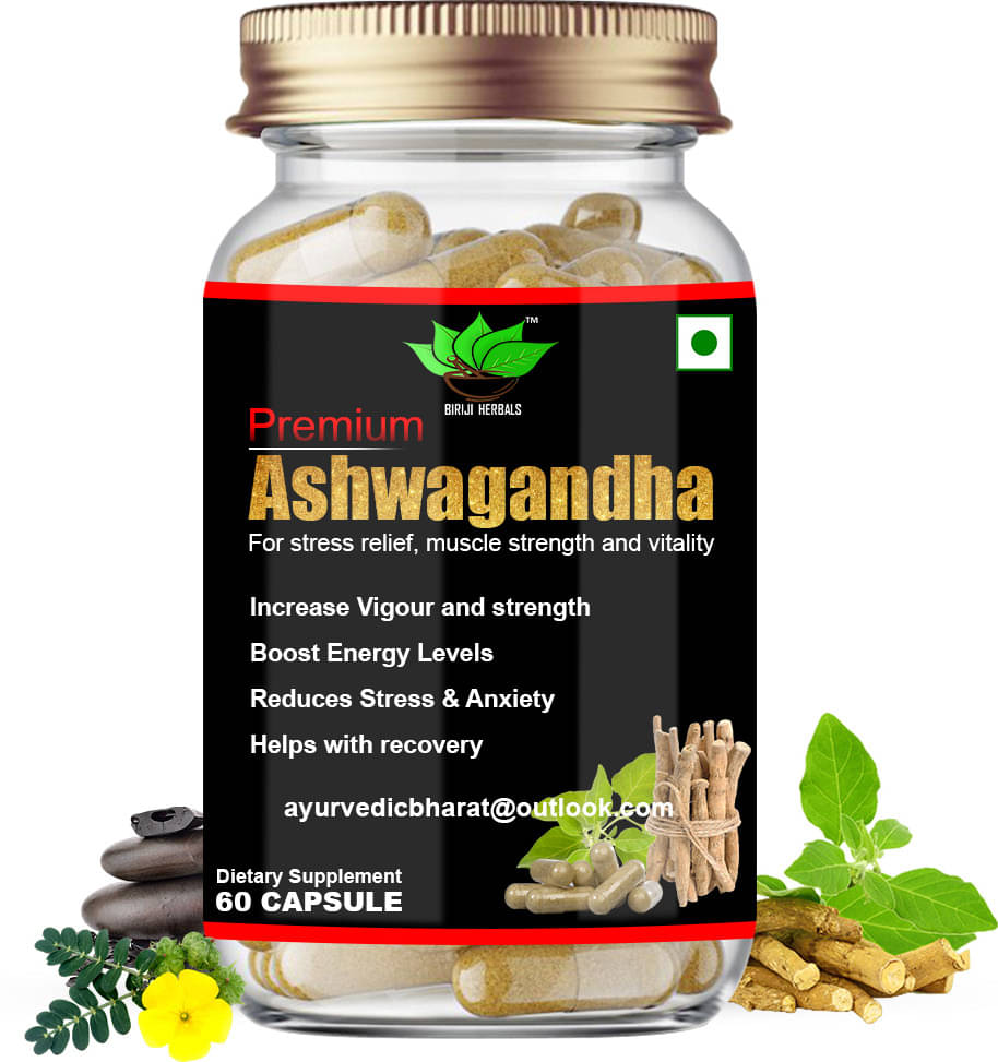     			Birji Herbals Ayurvedic Premium Ashwagandha 60Veg Capsules Pack Of 1 Month