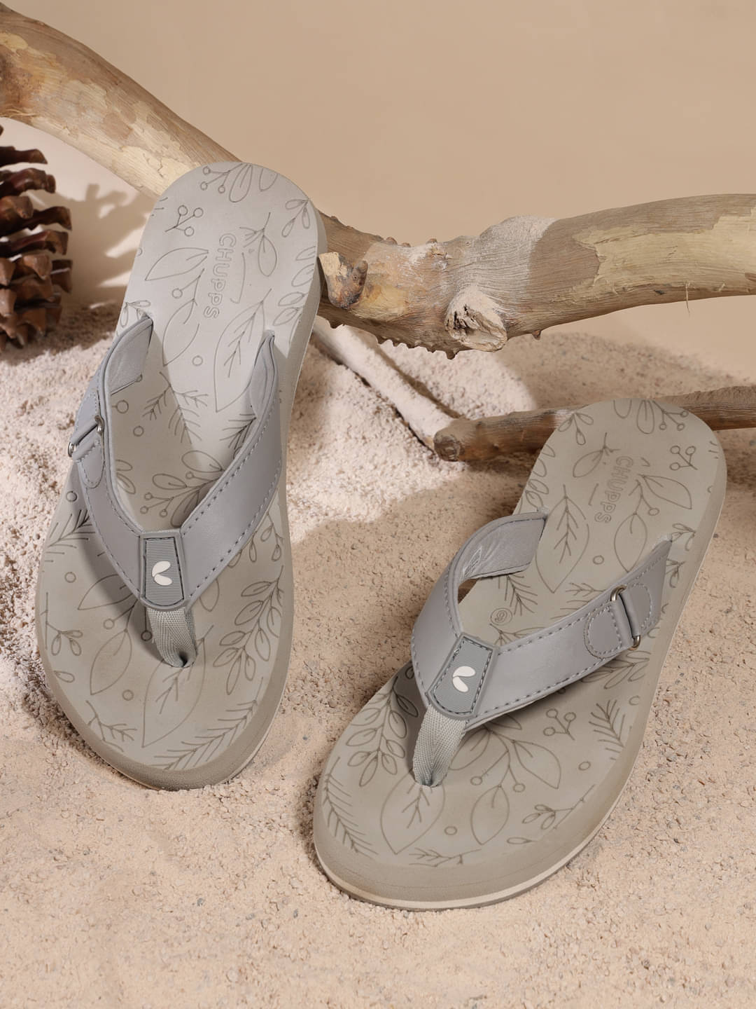     			CHUPPS Grey Women's Slide Flip Flop