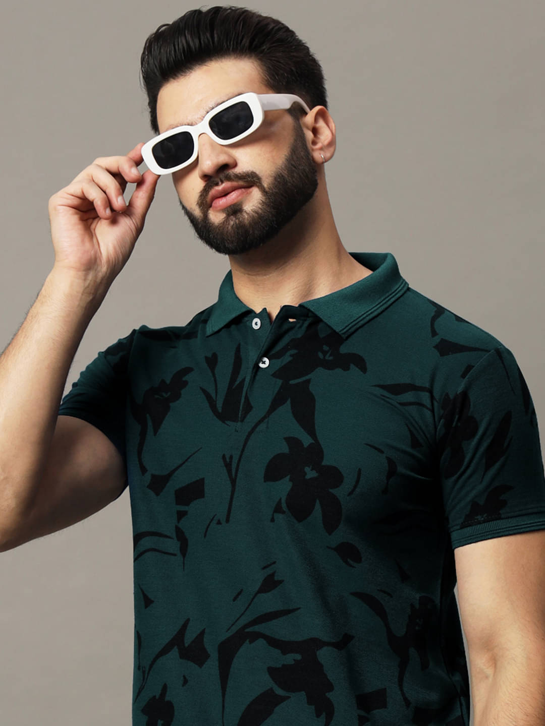     			COCOSOUL Men Cotton Blend Regular Fit Printed Polo T Shirt ( Dark Green )