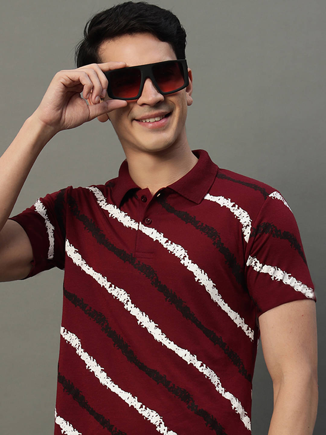 COCOSOUL Men Cotton Blend Regular Fit Striped Polo T Shirt ( Maroon ) COCOSOUL Men Cotton Blend Regular Fit Striped Polo T Shirt ( Maroon )