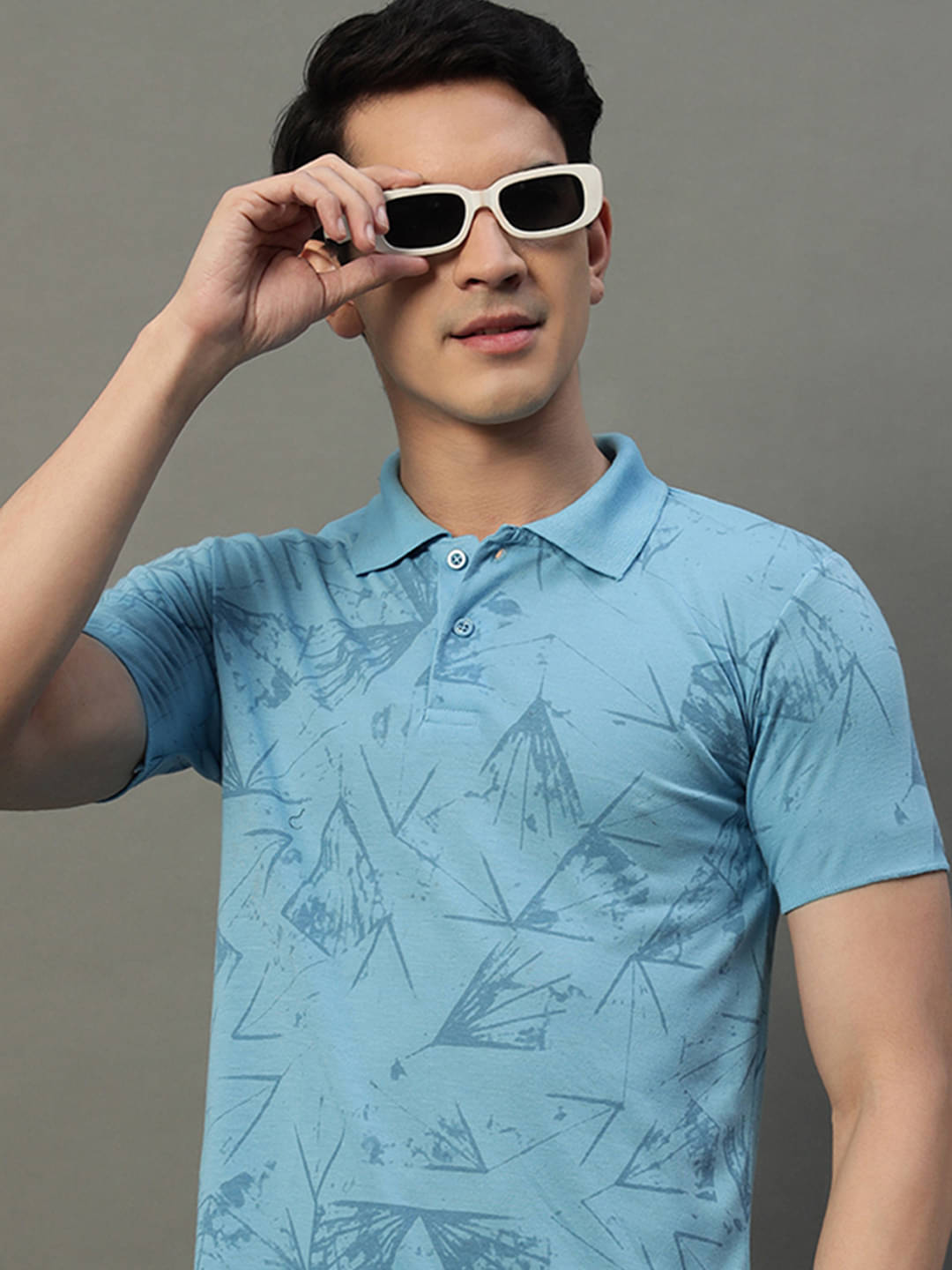    			COCOSOUL Men Cotton Blend Regular Fit Printed Polo T Shirt ( Light Blue )