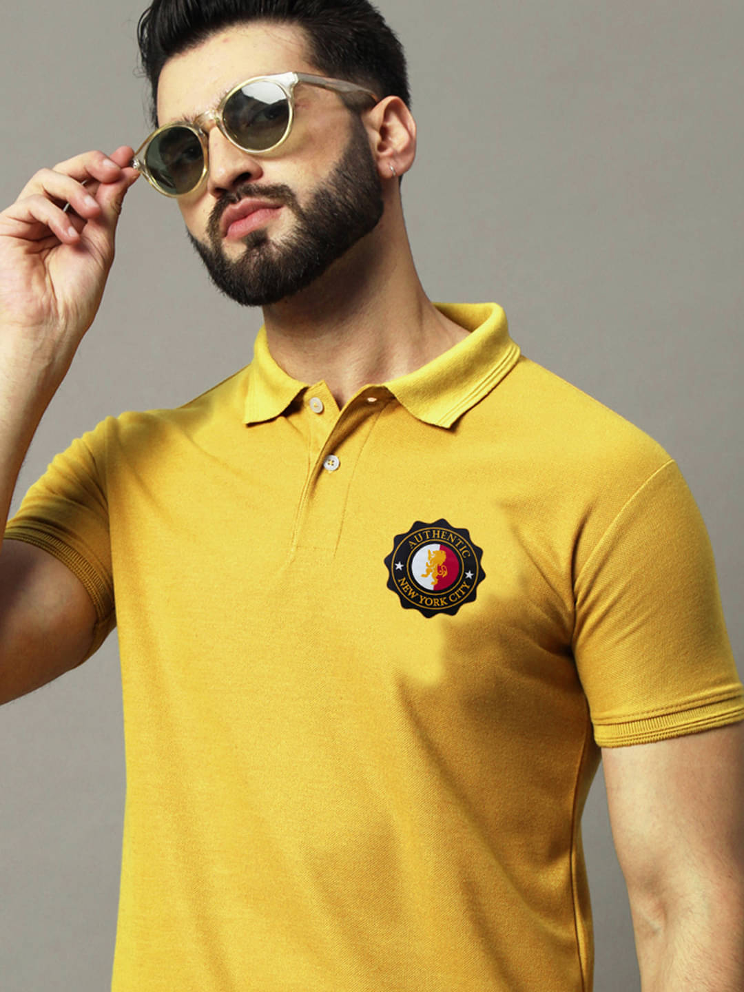     			COCOSOUL Men Cotton Blend Regular Fit Printed Polo T Shirt ( Yellow )
