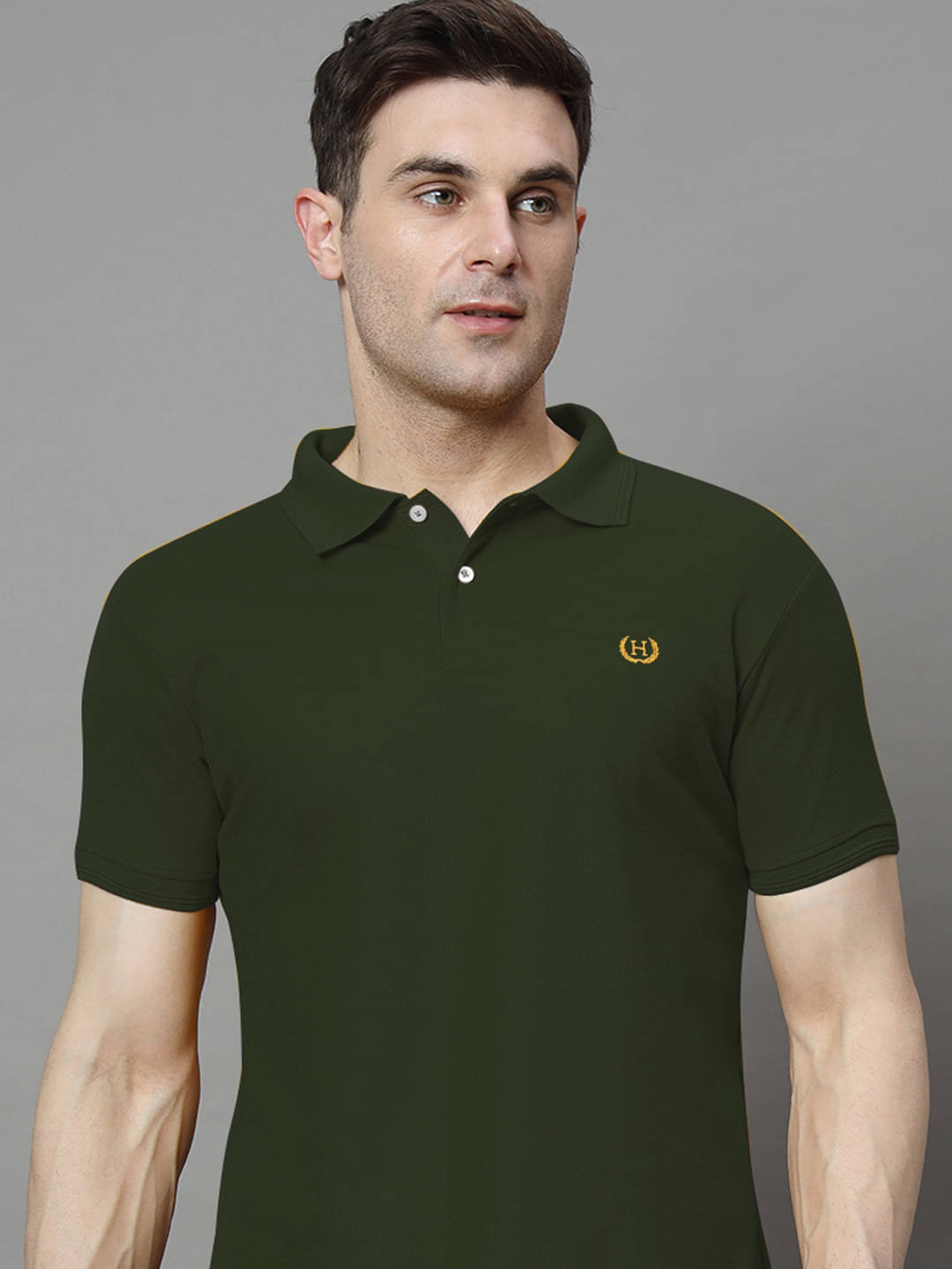COCOSOUL Men Cotton Blend Regular Fit Solid Polo T Shirt ( Olive ) COCOSOUL Men Cotton Blend Regular Fit Solid Polo T Shirt ( Olive )