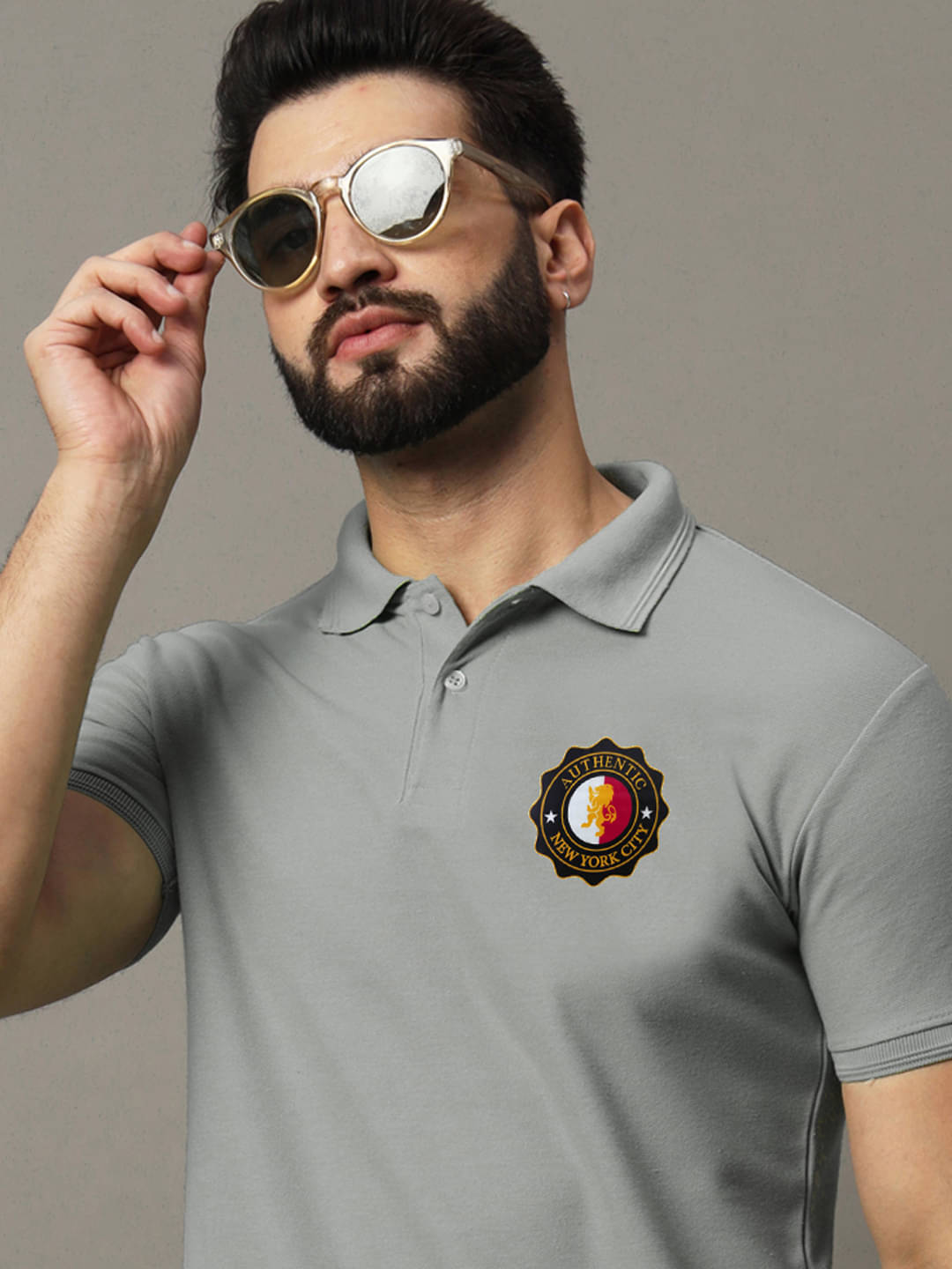     			COCOSOUL Men Cotton Blend Regular Fit Solid Polo T Shirt ( Grey )