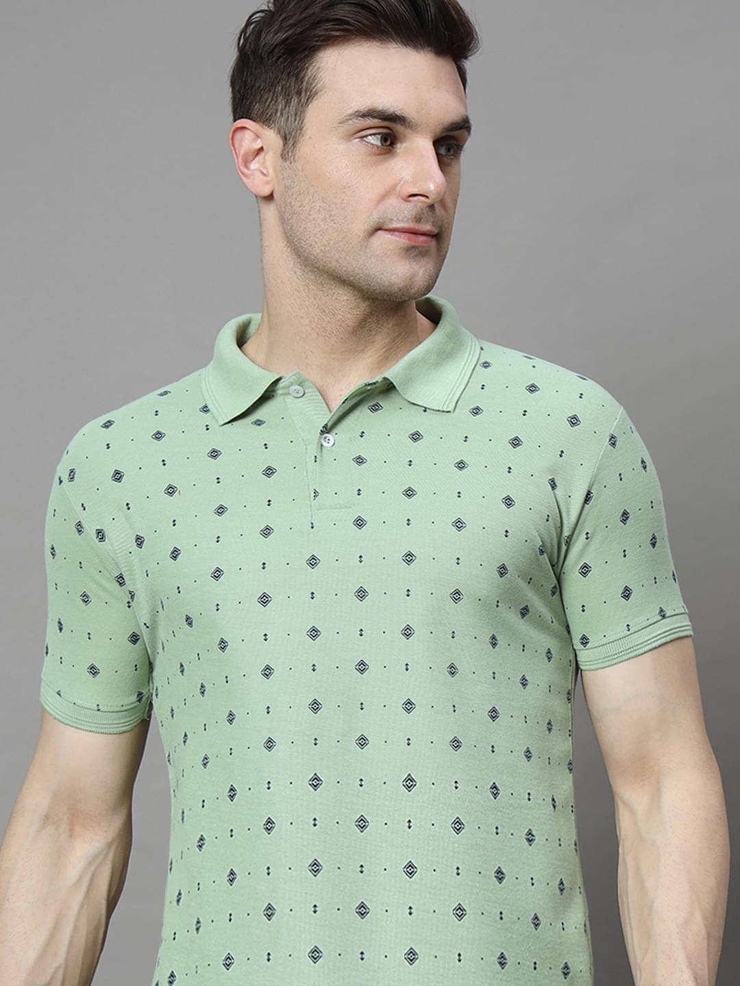     			COCOSOUL Men Cotton Blend Regular Fit Printed Polo T Shirt ( Sea Green )