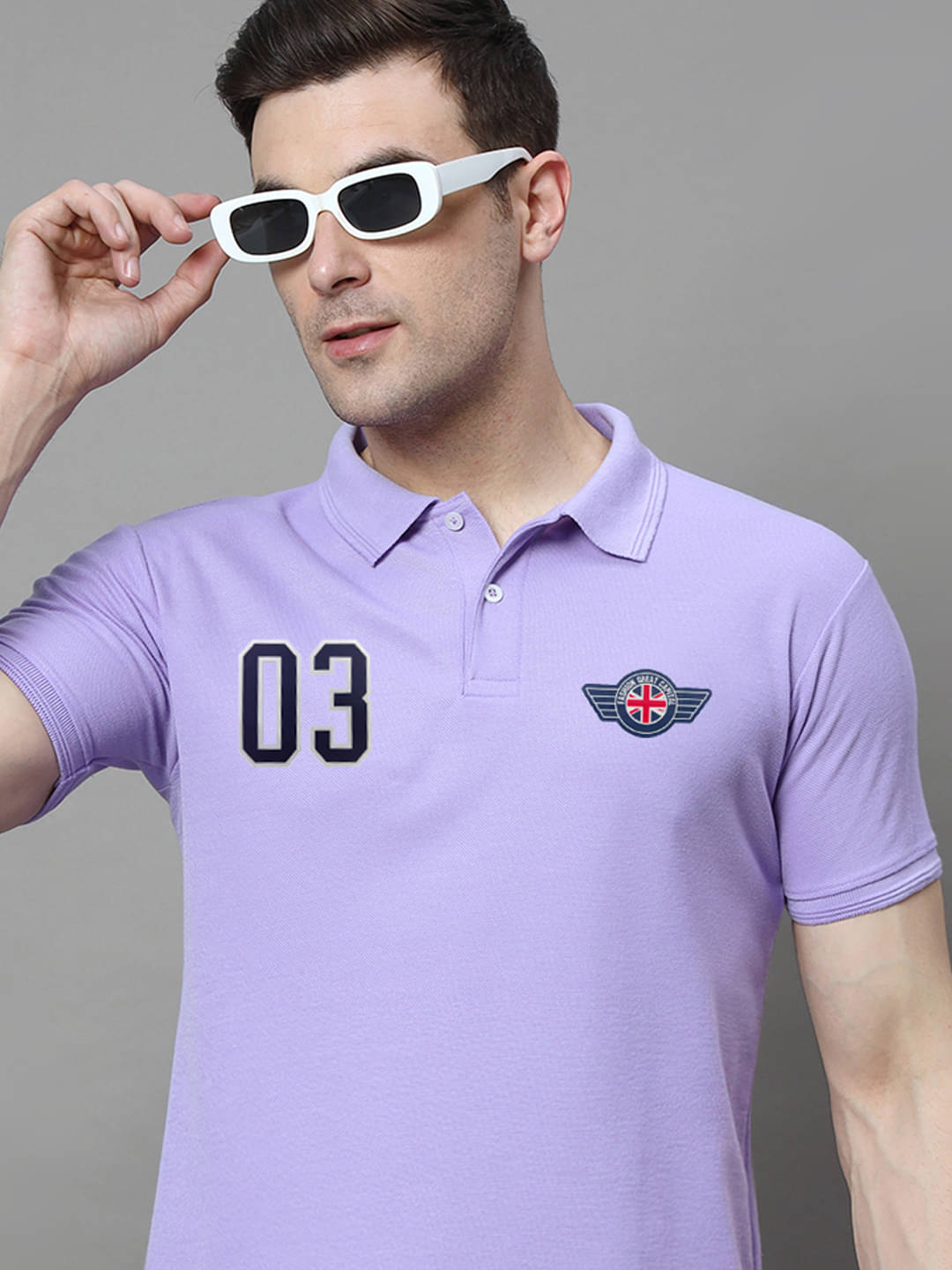 COCOSOUL Men Cotton Blend Regular Fit Solid Polo T Shirt ( Lavender ) COCOSOUL Men Cotton Blend Regular Fit Solid Polo T Shirt ( Lavender )