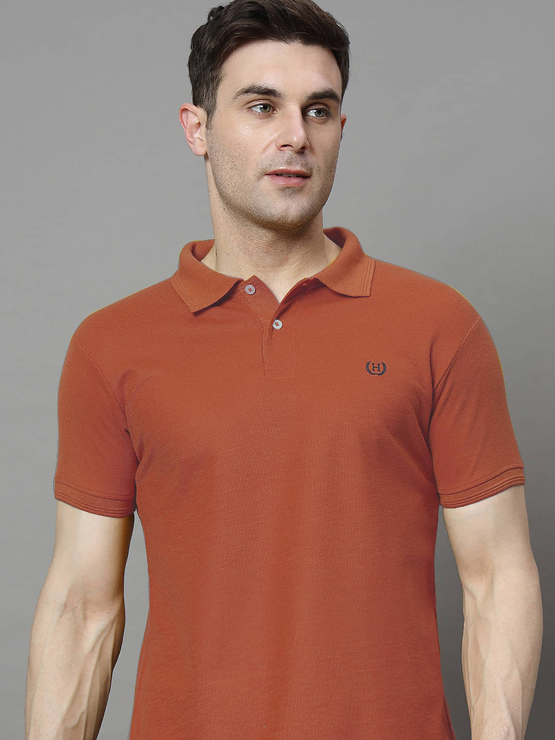 COCOSOUL Men Cotton Blend Regular Fit Solid Polo T Shirt ( Rust ) COCOSOUL Men Cotton Blend Regular Fit Solid Polo T Shirt ( Rust )