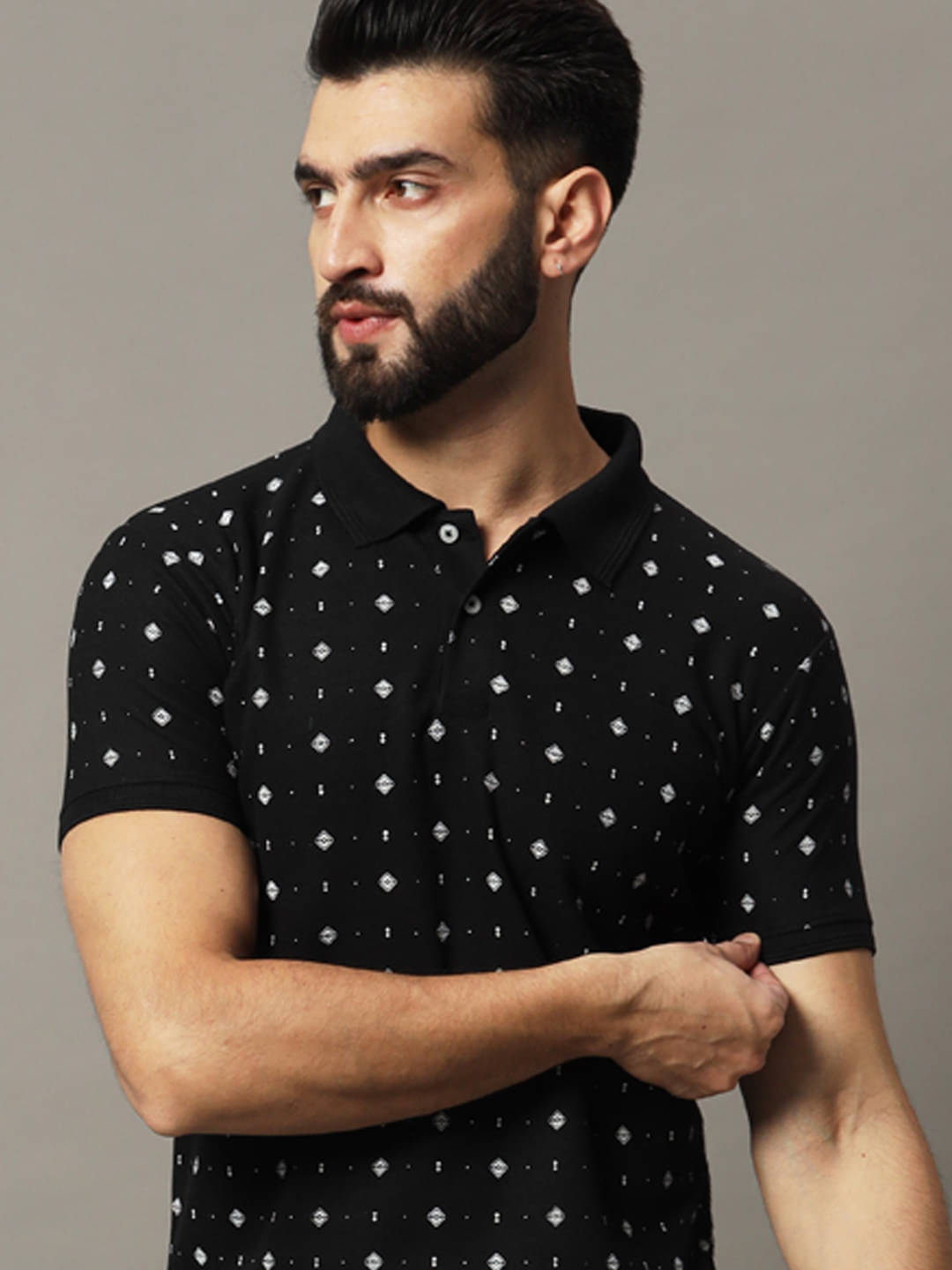 COCOSOUL Men Cotton Blend Regular Fit Printed Polo T Shirt ( Black ) COCOSOUL Men Cotton Blend Regular Fit Printed Polo T Shirt ( Black )