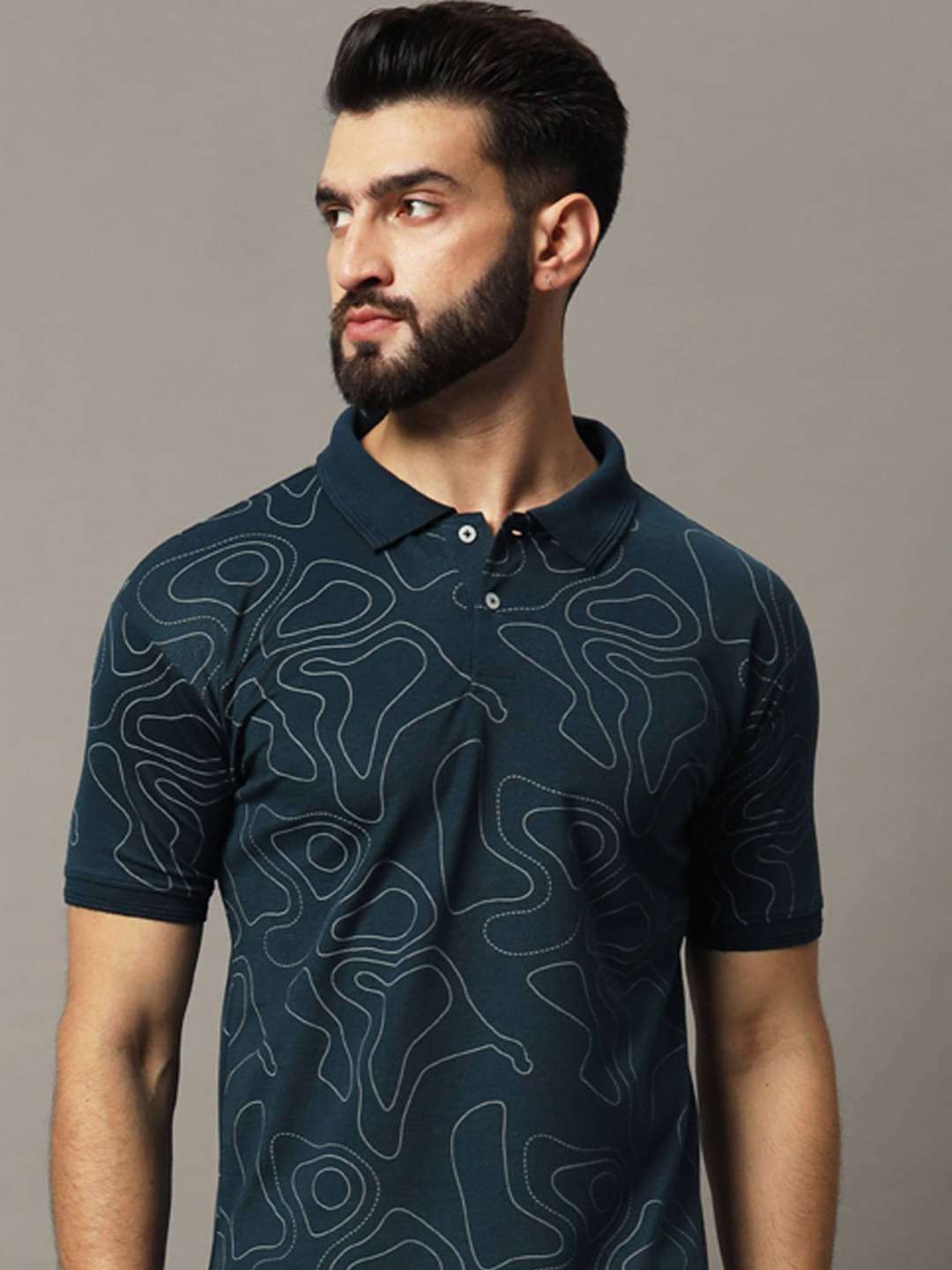 COCOSOUL Men Cotton Blend Regular Fit Printed Polo T Shirt ( Dark Green )     			COCOSOUL Men Cotton Blend Regular Fit Printed Polo T Shirt ( Dark Green )