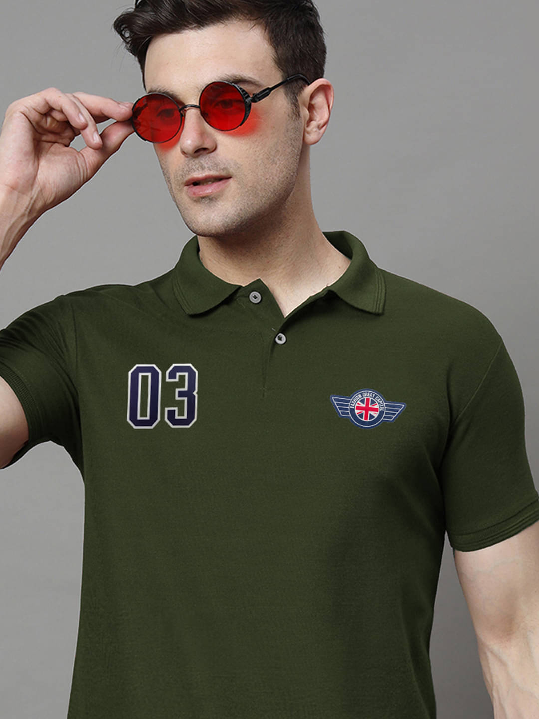     			COCOSOUL Men Cotton Blend Regular Fit Solid Polo T Shirt ( Olive )