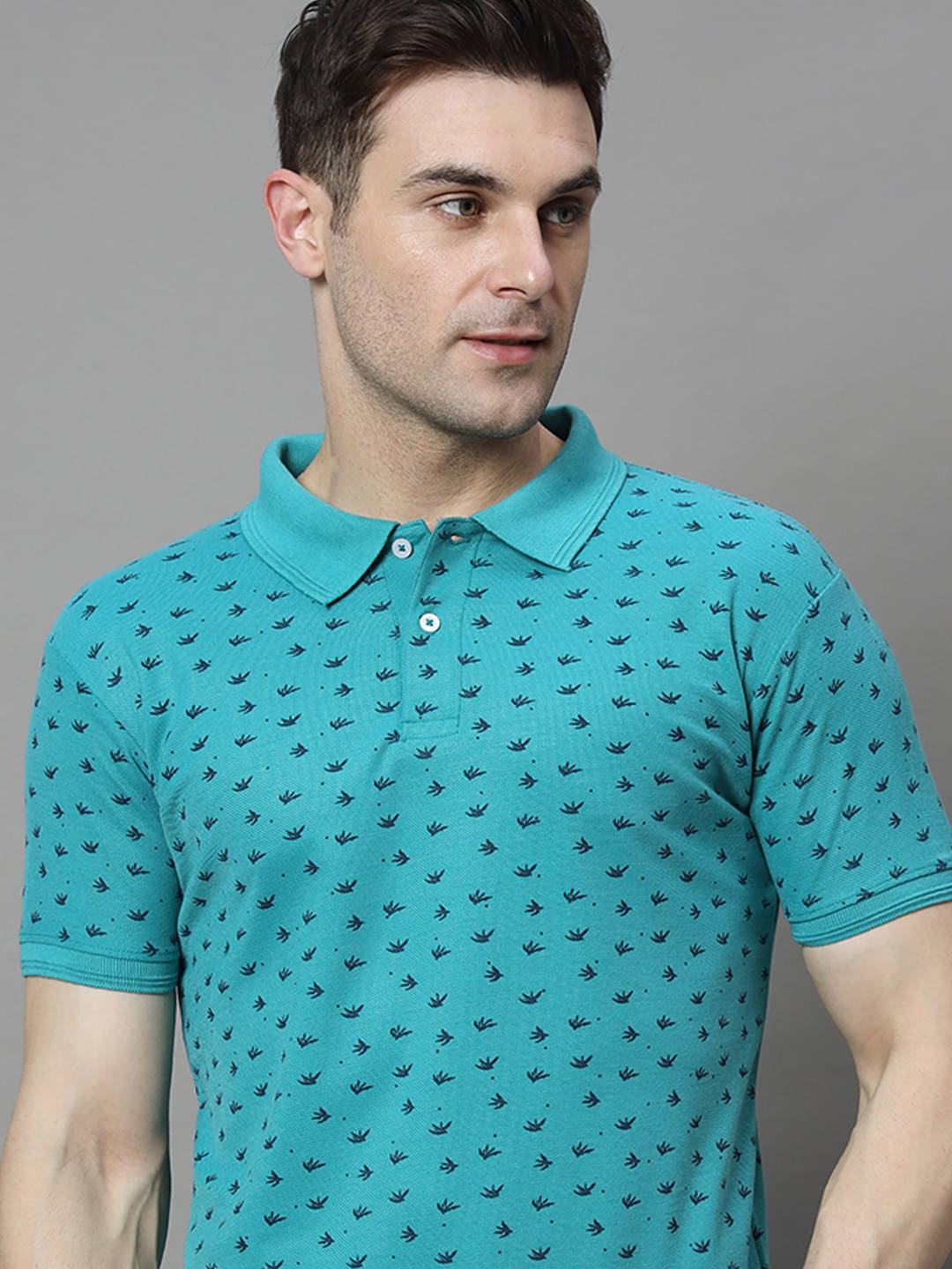 COCOSOUL Men Cotton Blend Regular Fit Printed Polo T Shirt ( Green )     			COCOSOUL Men Cotton Blend Regular Fit Printed Polo T Shirt ( Green )
