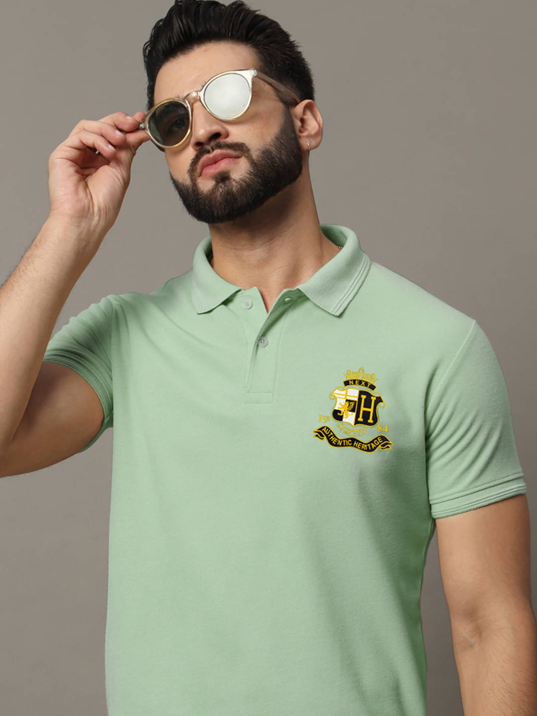     			COCOSOUL Men Cotton Blend Regular Fit Embroidered Polo T Shirt ( Sea Green )