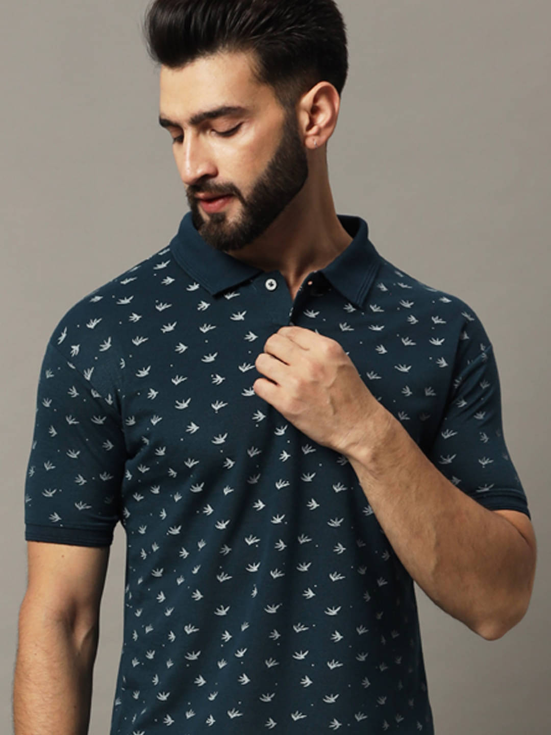     			COCOSOUL Men Cotton Blend Regular Fit Printed Polo T Shirt ( Dark Green )