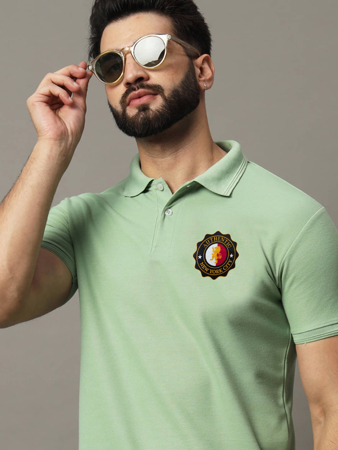    			COCOSOUL Men Cotton Blend Regular Fit Printed Polo T Shirt ( Sea Green )