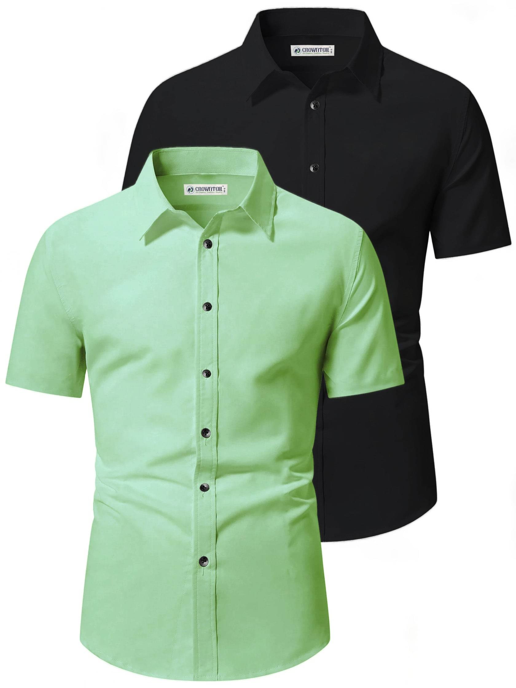 CROWNTAIL Cotton Blend Slim Fit Solids Half Sleeves Men's Casual Shirt - Sea Green ( Pack of 2 ) CROWNTAIL Cotton Blend Slim Fit Solids Half Sleeves Men's Casual Shirt - Sea Green ( Pack of 2 )