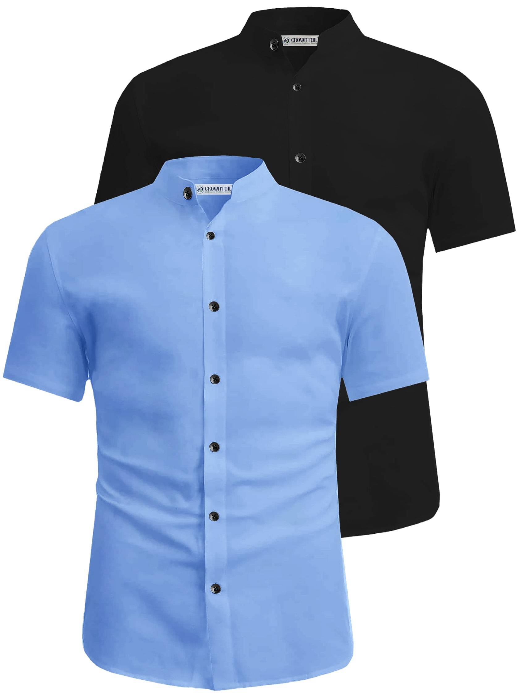     			CROWNTAIL Cotton Blend Slim Fit Solids Half Sleeves Men's Casual Shirt - Aqua Blue ( Pack of 2 )