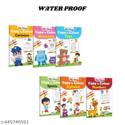     			Copy to Colour Book for Kids | 4 Titles - Sports, Cartoons, Alphabets, Monsters, Numbers & Toys | 3 Water Magic Book with 3 Chunky-Size Water Pen | Alphabet, Car & Princess Theme For Kids, Learn & Fun