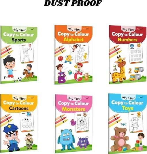     			Copy to Colour Book for Kids | 4 Titles - Monsters, Sports, Numbers, Cartoons, Toys & Alphabets | 2 Water Magic Book with 2 Magic Doodle Pen | Space & Princess Theme, Quick Dry Painting Book for Kid's