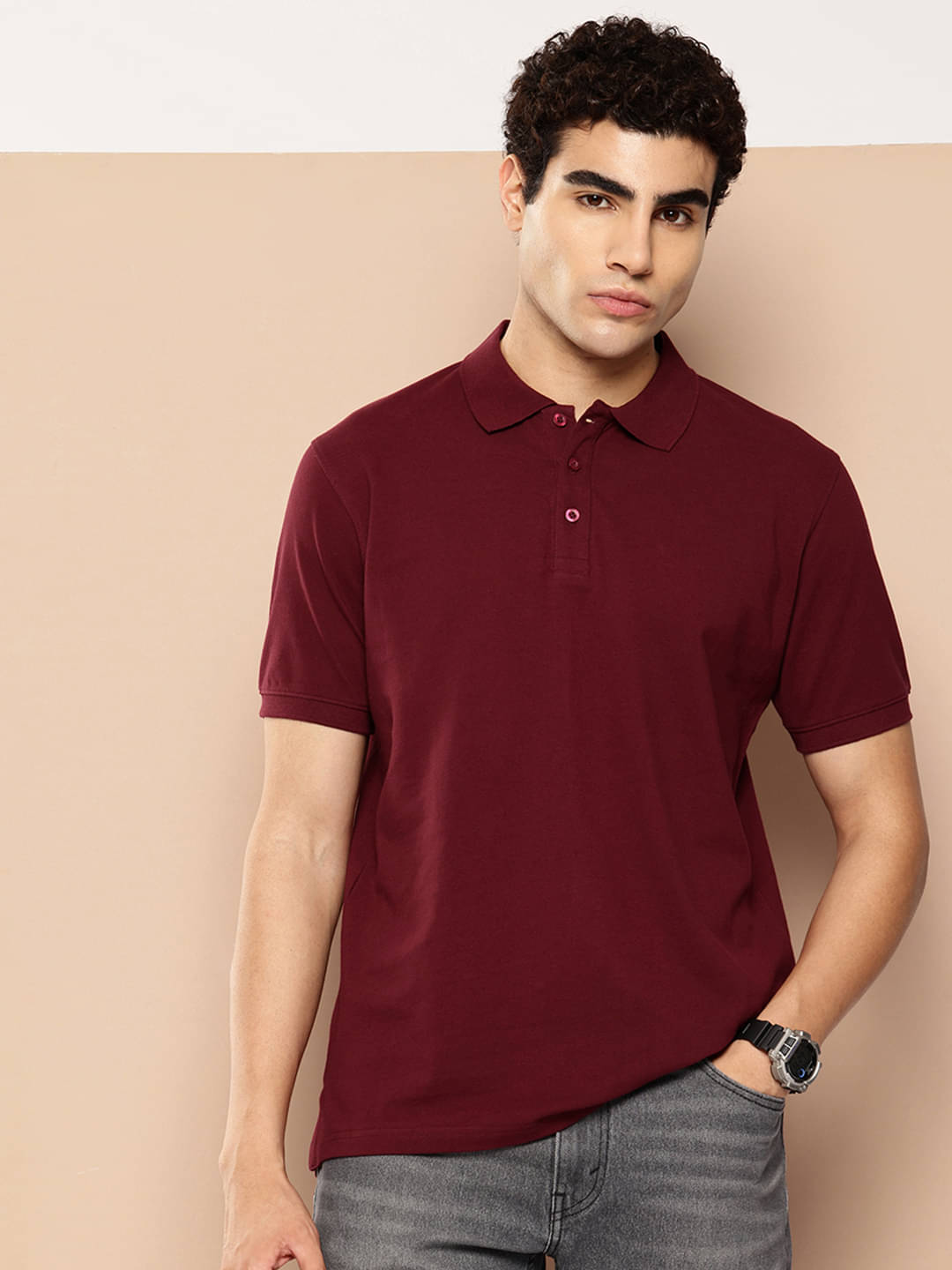     			FROSEN FOX Men Cotton Regular Fit Solid Polo T Shirt ( Rust )