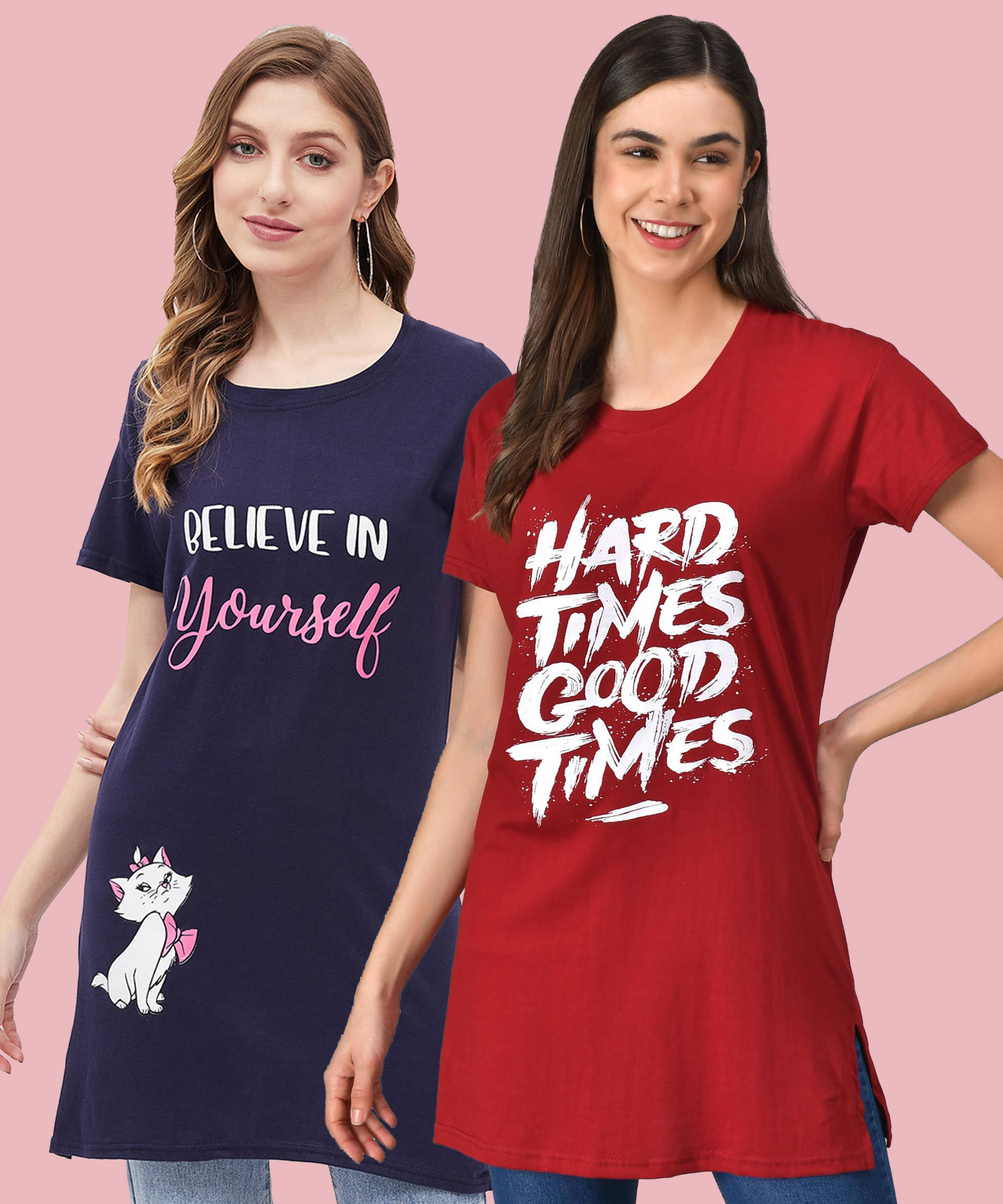 GRAND MALBORK Women Cotton Printed Regular Fit Round Neck T-Shirt ( Multicolor )     			GRAND MALBORK Women Cotton Printed Regular Fit Round Neck T-Shirt ( Multicolor )