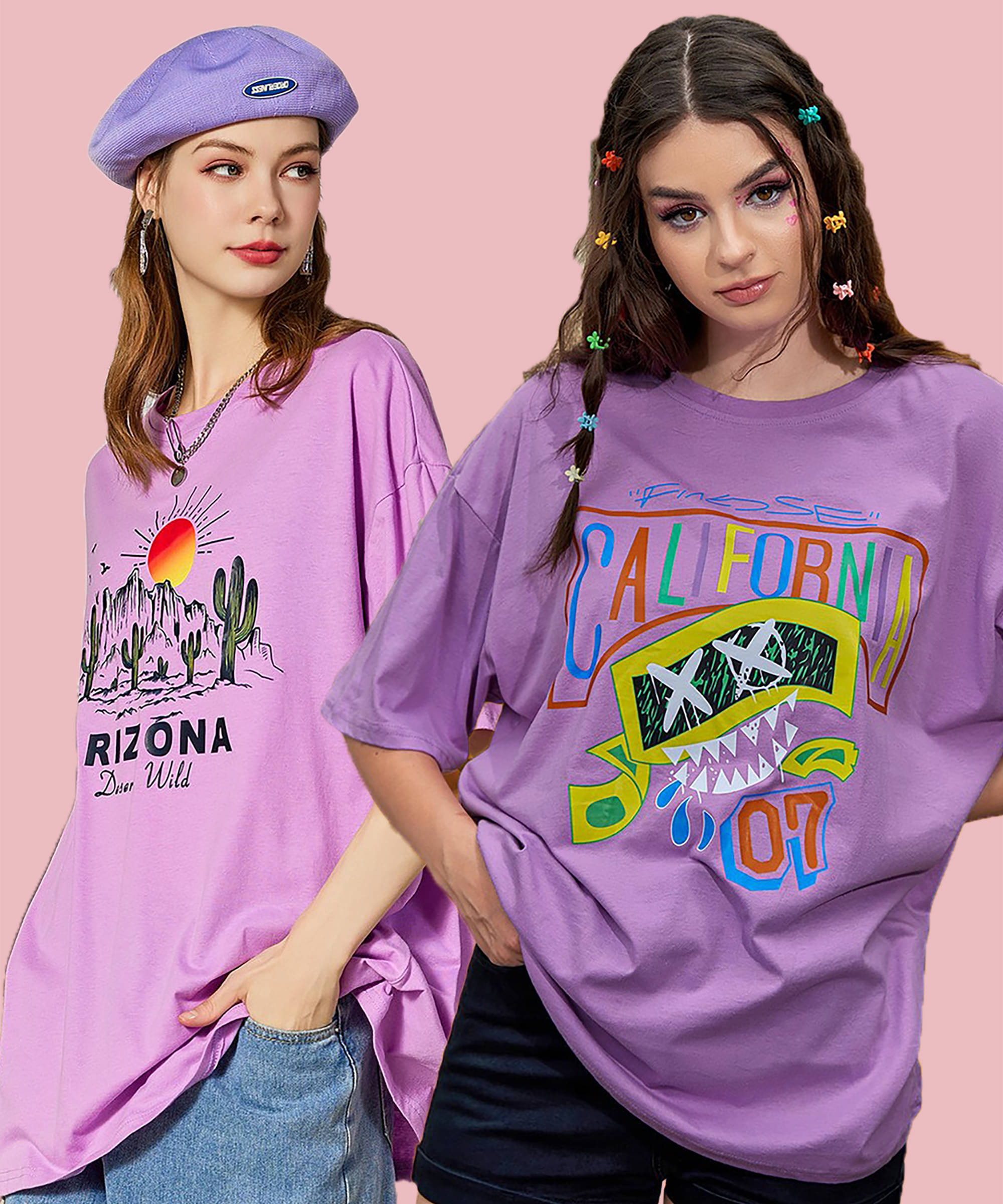 GRAND MALBORK Women Cotton Printed Oversized Fit Round Neck T-Shirt ( Multicolor ) GRAND MALBORK Women Cotton Printed Oversized Fit Round Neck T-Shirt ( Multicolor )