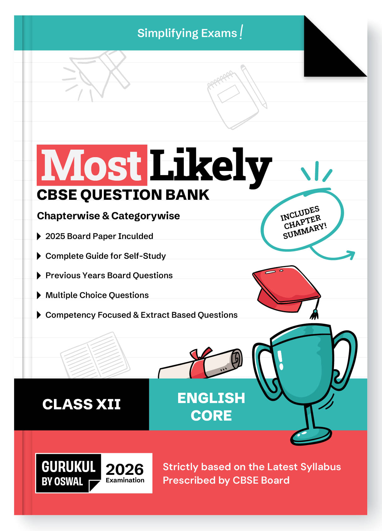     			Gurukul By Oswal English Core Most Likely CBSE Question Bank for Class 12 Exam 2025 - Chapterwise & Categorywise, Competency Focused Qs, Study Guide,