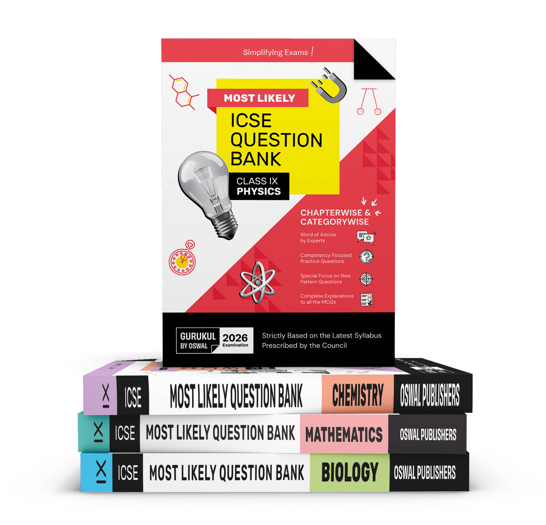 Gurukul By Oswal Most Likely ICSE Question Bank Class 9 Bundles (Set of 4) : Physics, Chemistry, Maths & Biology for Exam 2026 Gurukul By Oswal Most Likely ICSE Question Bank Class 9 Bundles (Set of 4) : Physics, Chemistry, Maths & Biology for Exam 2026