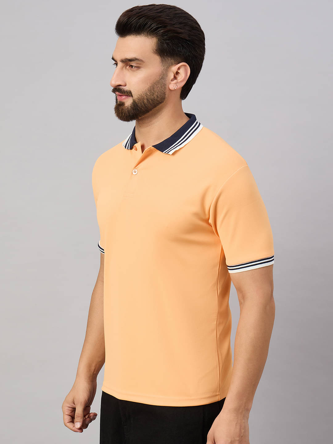     			Hushbucks Men Cotton Blend Regular Fit Solid Polo T Shirt ( Yellow )
