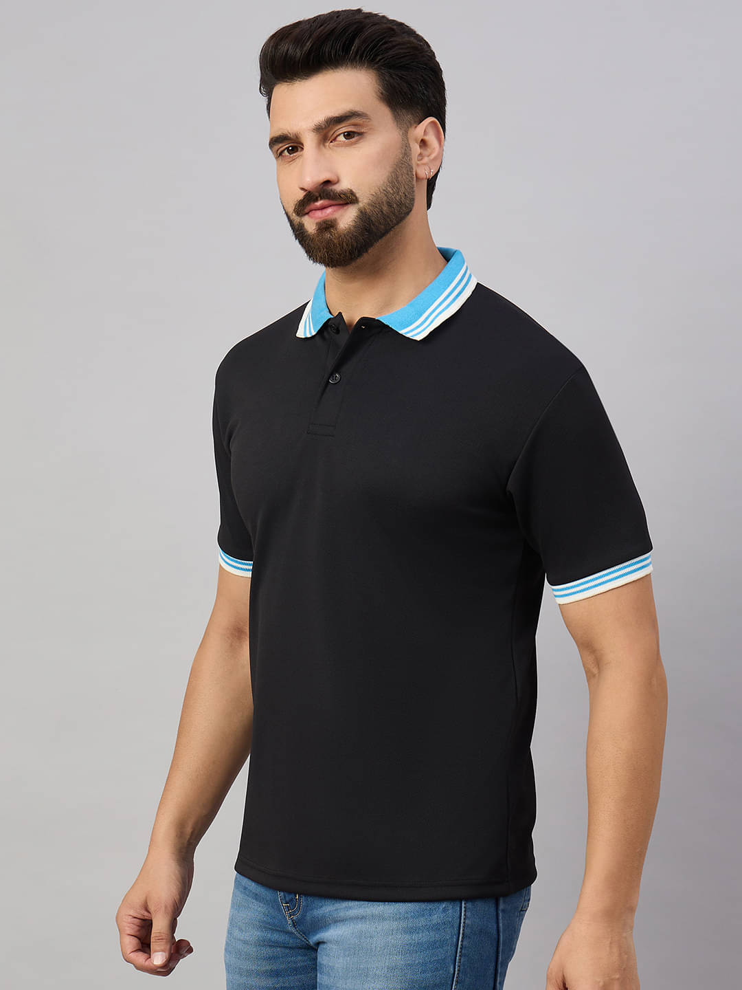 Hushbucks Men Cotton Blend Regular Fit Solid Polo T Shirt ( Black ) Hushbucks Men Cotton Blend Regular Fit Solid Polo T Shirt ( Black )