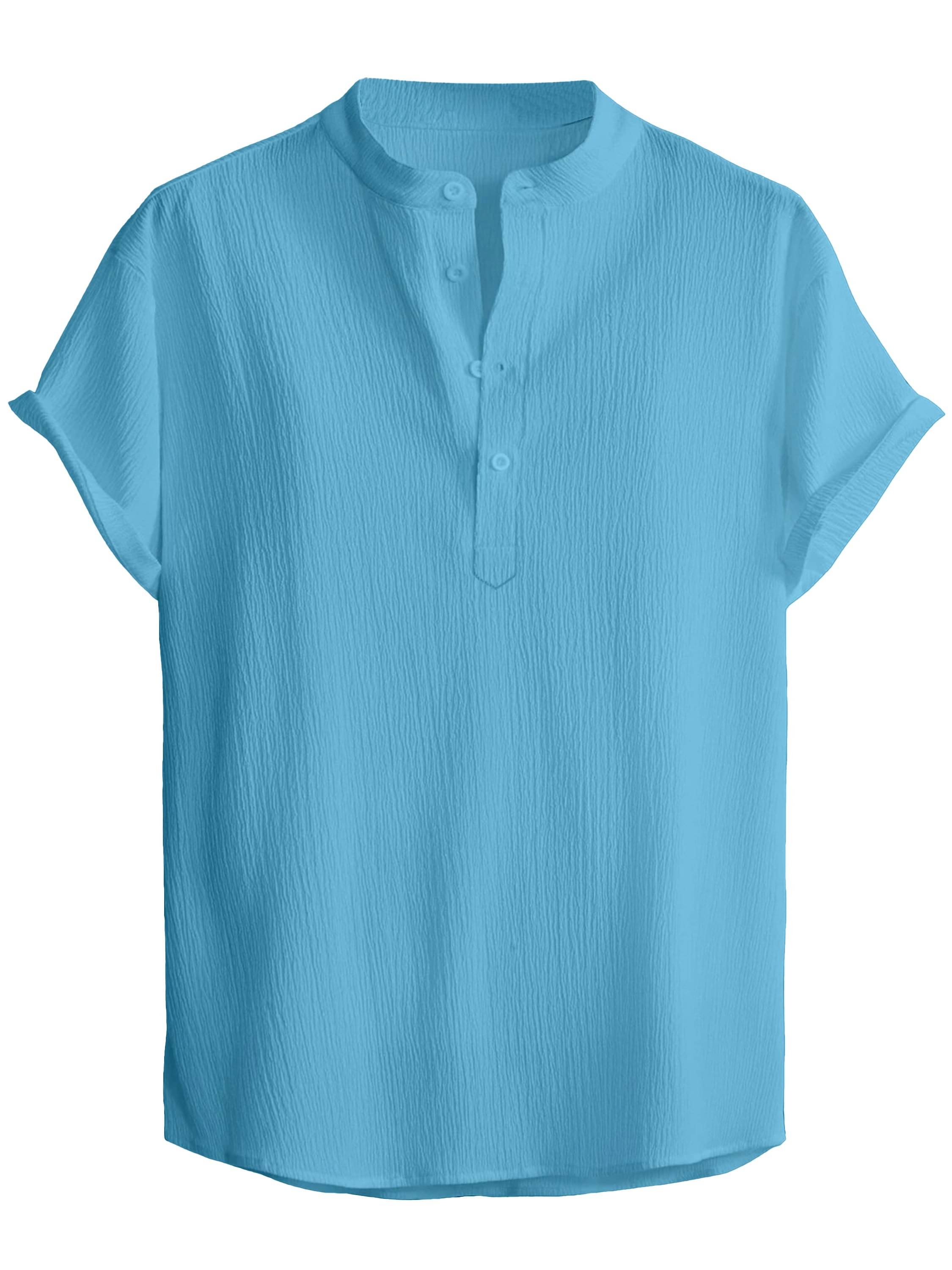     			KAKIDO Polyester Regular Fit Self Design Half Sleeves Men's Casual Shirt - Aqua Blue ( Pack of 1 )