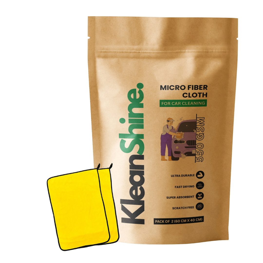     			KLEANSHINE Yellow 550 GSM Microfiber Cloth For Automobile ( Pack of 2 )