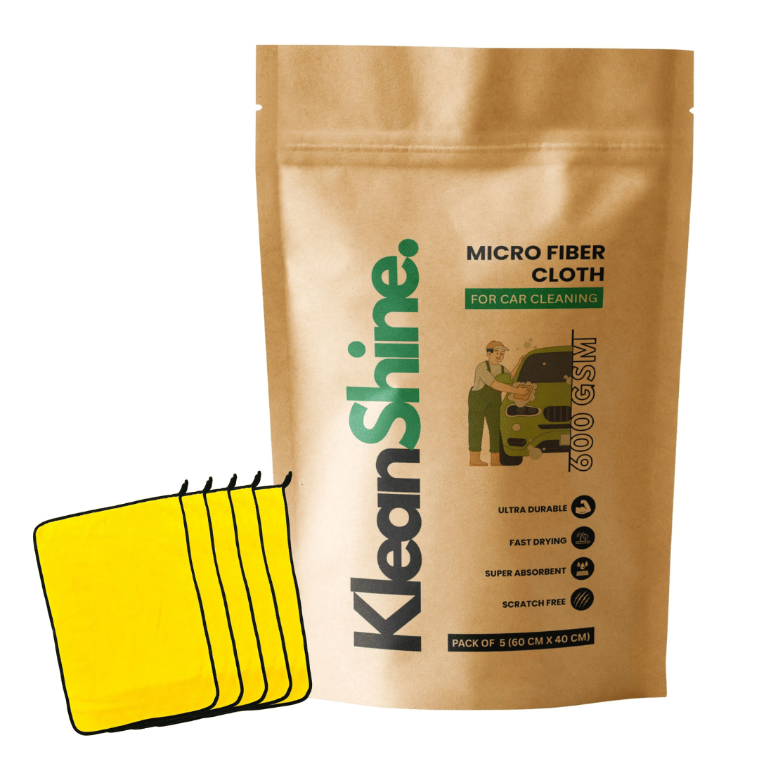 KLEANSHINE Yellow 600 GSM Microfiber Cloth For Automobile ( Pack of 5 )     			KLEANSHINE Yellow 600 GSM Microfiber Cloth For Automobile ( Pack of 5 )