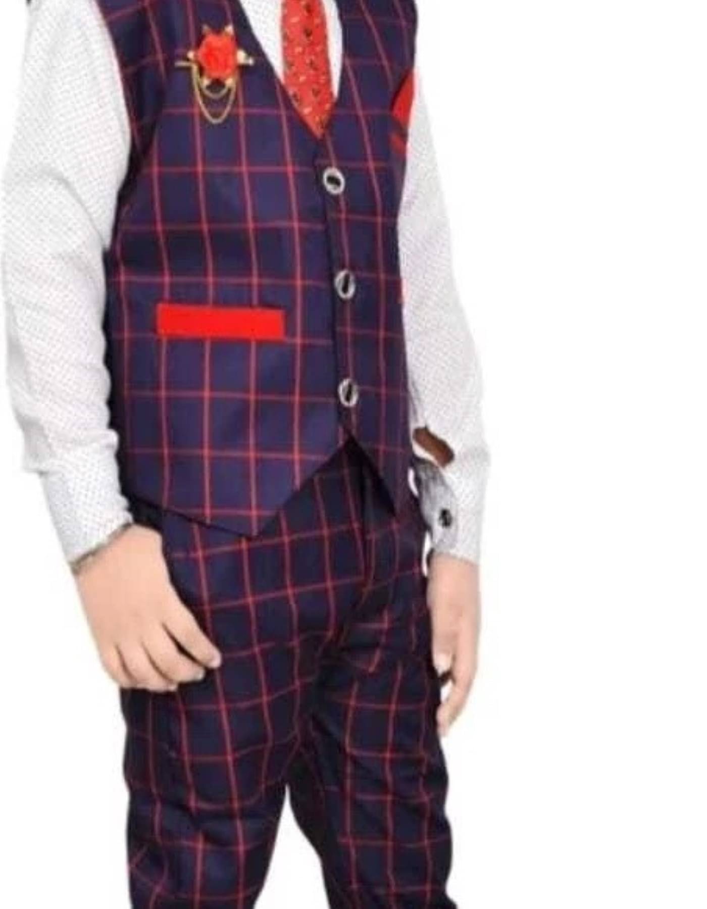     			LITTLE MEOW Boys Cotton Blend Purple Kurta Pant Set ( Pack of 1 )