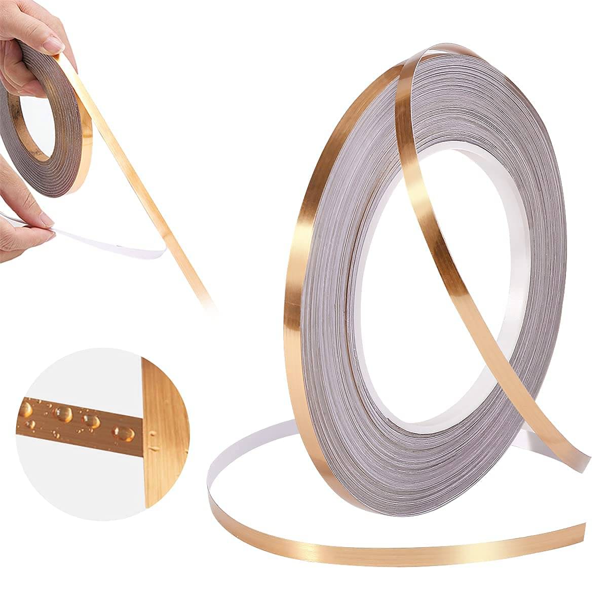     			LOOTWAGON Tile Gap Foil Line Tape – 1CM x 50M (Gold) Self-Adhesive Seam Sticker for Wall, Cabinet, Kitchen, Floor – Waterproof, Decorative, Peel & Stick Mirror Finish Tape