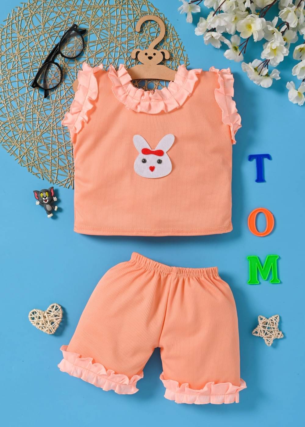     			MODESTYLE Pack of 1 Baby Girls Cotton Blend T-shirt & Shorts ( Orange )