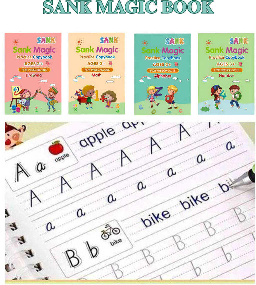 Magic Handwriting Practice Sank Book for Children | Reusable Book with Pen & Refills Magic Handwriting Practice Sank Book for Children | Reusable Book with Pen & Refills