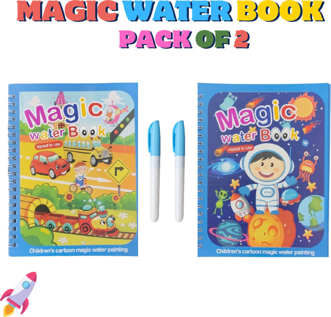    			Magic Water Book for Kids 2-5 Years Colouring Books Set of 2 | Drawing Book WITH PEN
