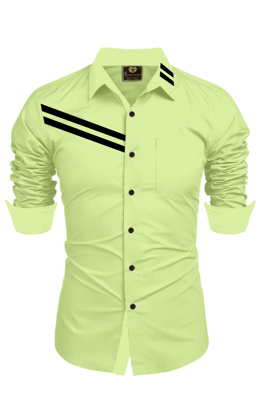     			PANKTI FASHION Cotton Blend Regular Fit Solids Full Sleeves Men's Casual Shirt - Light Green ( Pack of 1 )