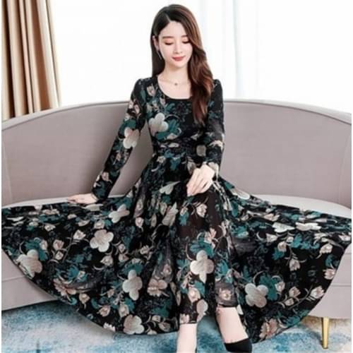 RAABTA FASHIION Women Crepe Printed Fit & Flare Dress ( Black ) RAABTA FASHIION Women Crepe Printed Fit & Flare Dress ( Black )