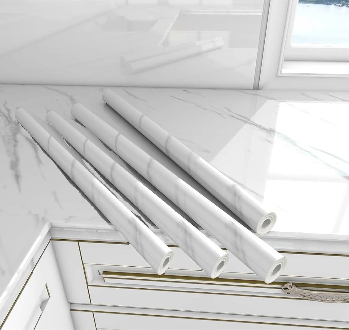     			Skyvilla White Marble Wallpaper (60 x 200) cm (Pack of 1)