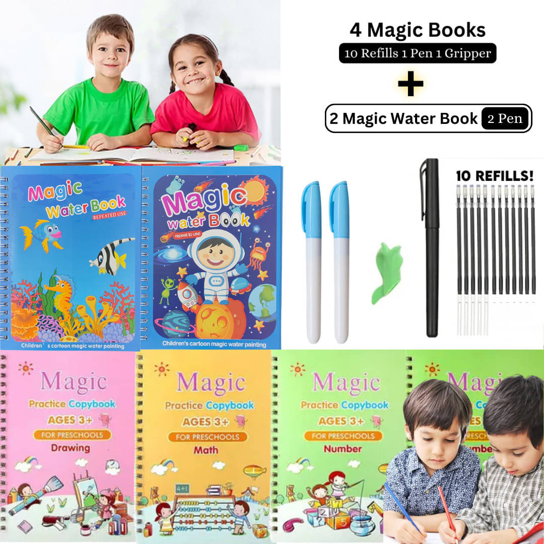 Sank Magic Practice Copybook With Water Magic Coloring Book , (4 BOOK + 10 REFILL+ 1 Pen +1 Grip+2 magic book+2 water pen ) Magic Calligraphy Copybook Set Practical Reusable Writing Tool Simple Hand Lettering, Number Tracing Book for Preschoolers with Pen Sank Magic Practice Copybook With Water Magic Coloring Book , (4 BOOK + 10 REFILL+ 1 Pen +1 Grip+2 magic book+2 water pen ) Magic Calligraphy Copybook Set Practical Reusable Writing Tool Simple Hand Lettering, Number Tracing Book for Preschoolers with Pen