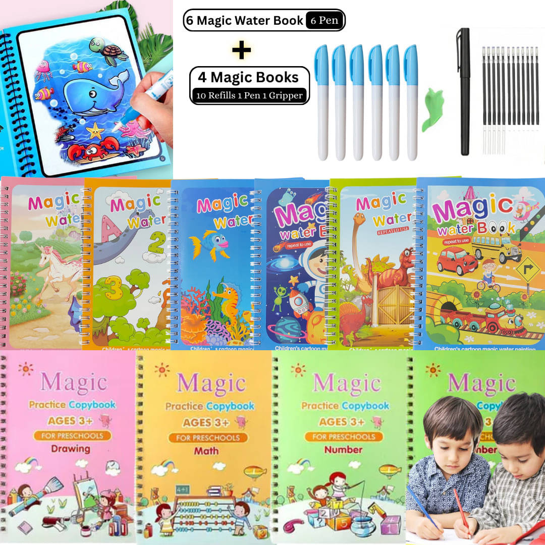 Sank Magic Practice Copybook With Water Magic Coloring Book , (4 BOOK + 10 REFILL+ 1 Pen +1 Grip with 6 magic water book + 6 pen) Number Tracing Book for Preschoolers with Pen Sank Magic Practice Copybook With Water Magic Coloring Book , (4 BOOK + 10 REFILL+ 1 Pen +1 Grip with 6 magic water book + 6 pen) Number Tracing Book for Preschoolers with Pen