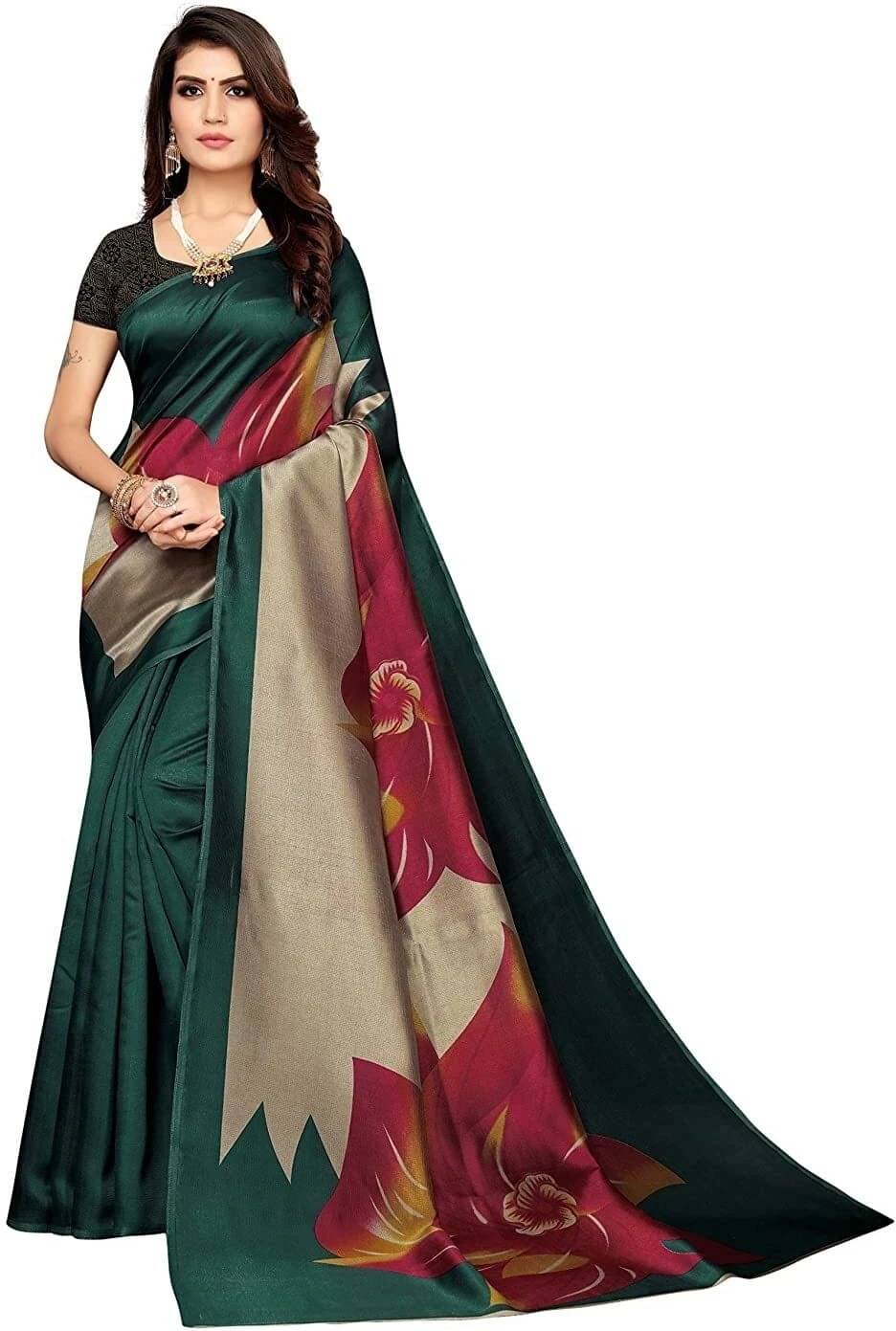 Suali Art Silk Printed Saree With Unstitched Blouse Piece ( Green ) Suali Art Silk Printed Saree With Unstitched Blouse Piece ( Green )