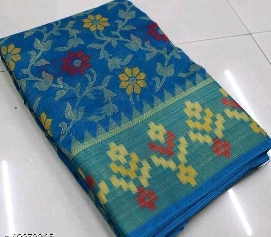     			Suali Cotton Blend Solid Saree With Unstitched Blouse Piece ( Light Blue )