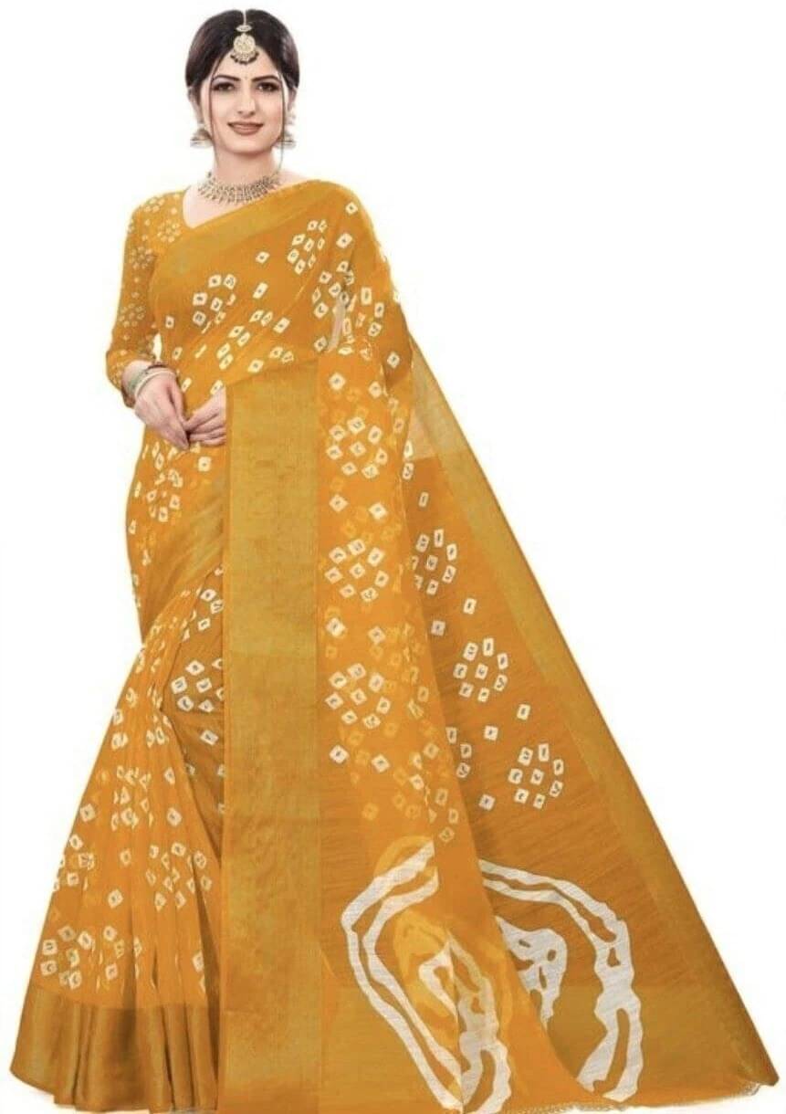 Suali Cotton Printed Saree With Unstitched Blouse Piece ( Yellow ) Suali Cotton Printed Saree With Unstitched Blouse Piece ( Yellow )