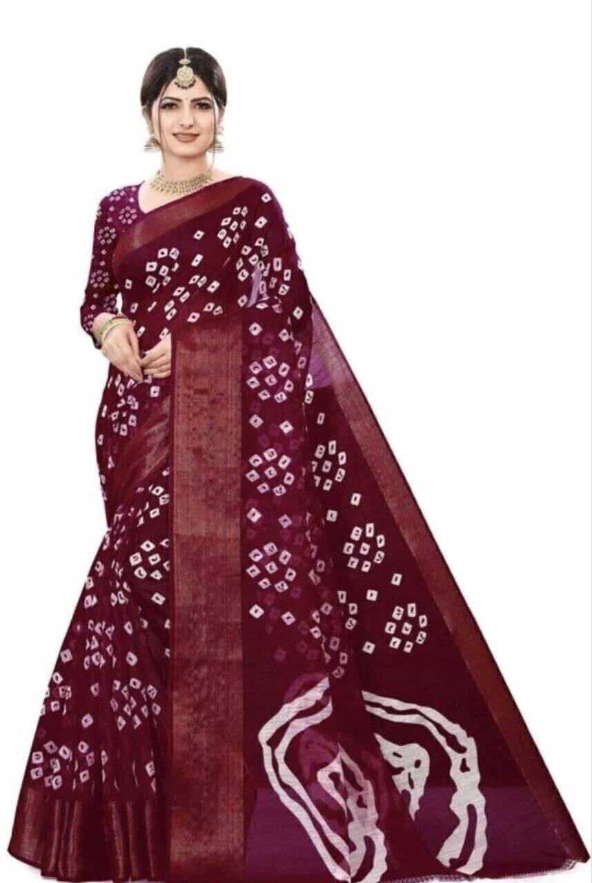 Suali Cotton Printed Saree With Unstitched Blouse Piece ( Purple ) Suali Cotton Printed Saree With Unstitched Blouse Piece ( Purple )