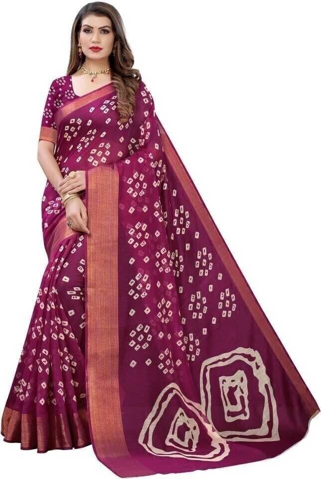     			Suali Cotton Silk Printed Saree With Unstitched Blouse Piece ( Maroon )