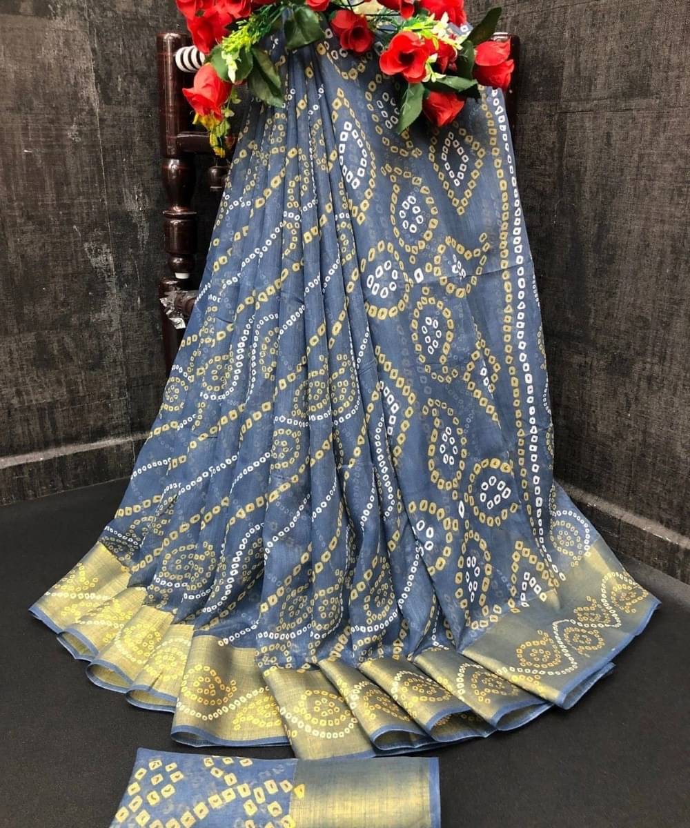     			Suali Cotton Silk Printed Saree With Unstitched Blouse Piece ( Grey )